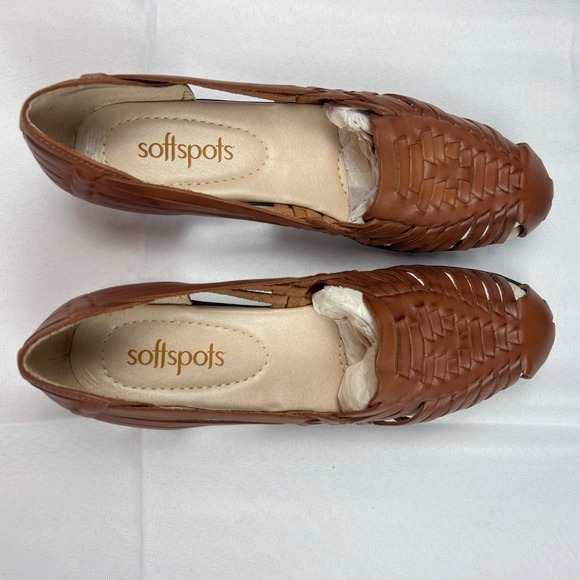 Softspots Shoes - Softspots Trinidad‎ Brown Woven Leather Flats Comfort Slip On Loafers Size 10 M